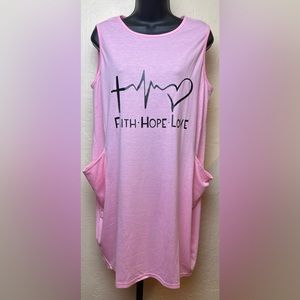 Pink‎ Tee Shirt Dress w/Side Pockets - Large